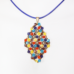 Pendant 45cm - Xochitl Rhombus M-Purple Leather - Pendant 45cm - Laiton bronze